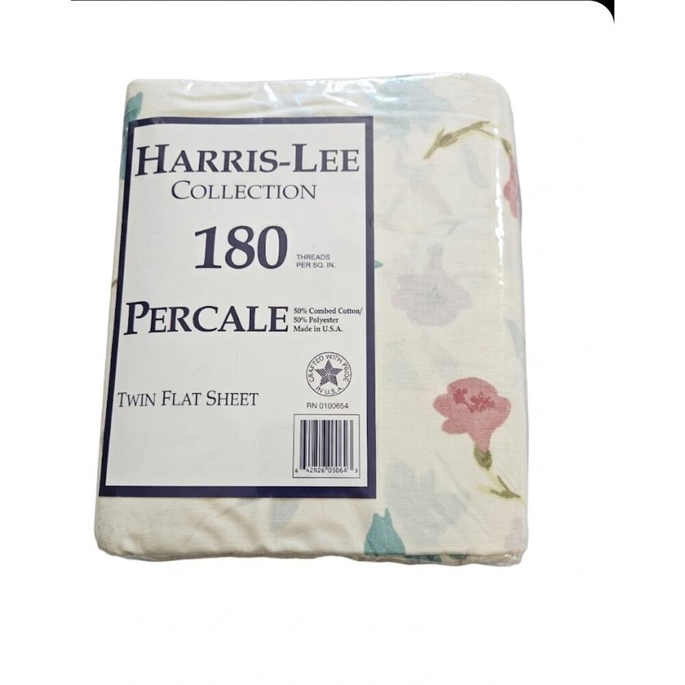 Vintage Harris-Lee Collection Twin Flat Sheet 180 Thread Count Percale